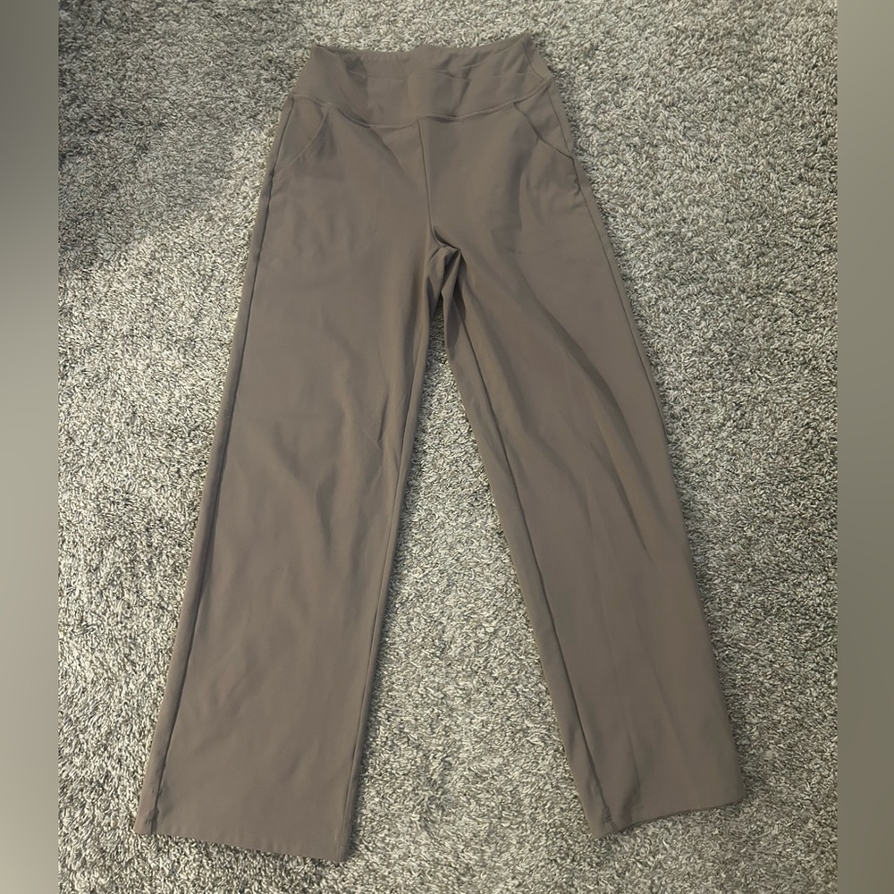 High-Waist Straight Leg Active Pants - Taupe Mauve long tall